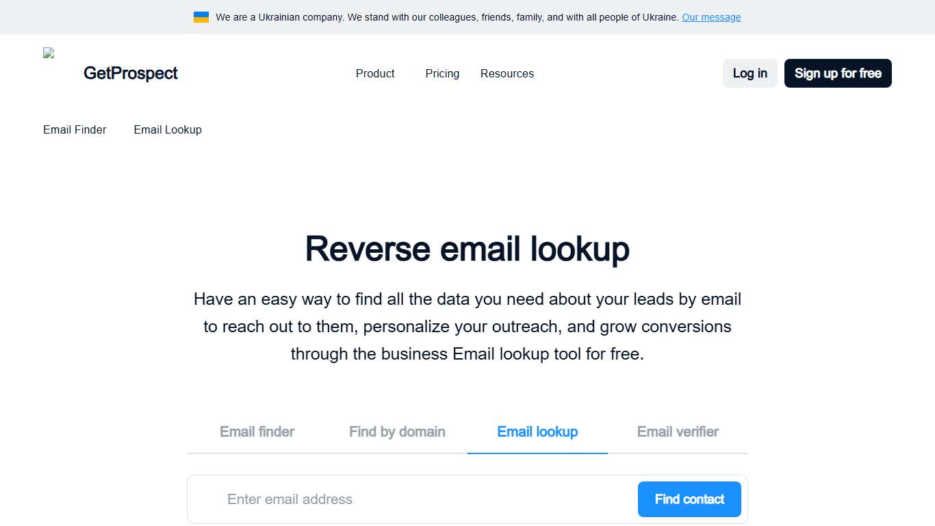 Email lookup • Reverse email lookup by GetProspect